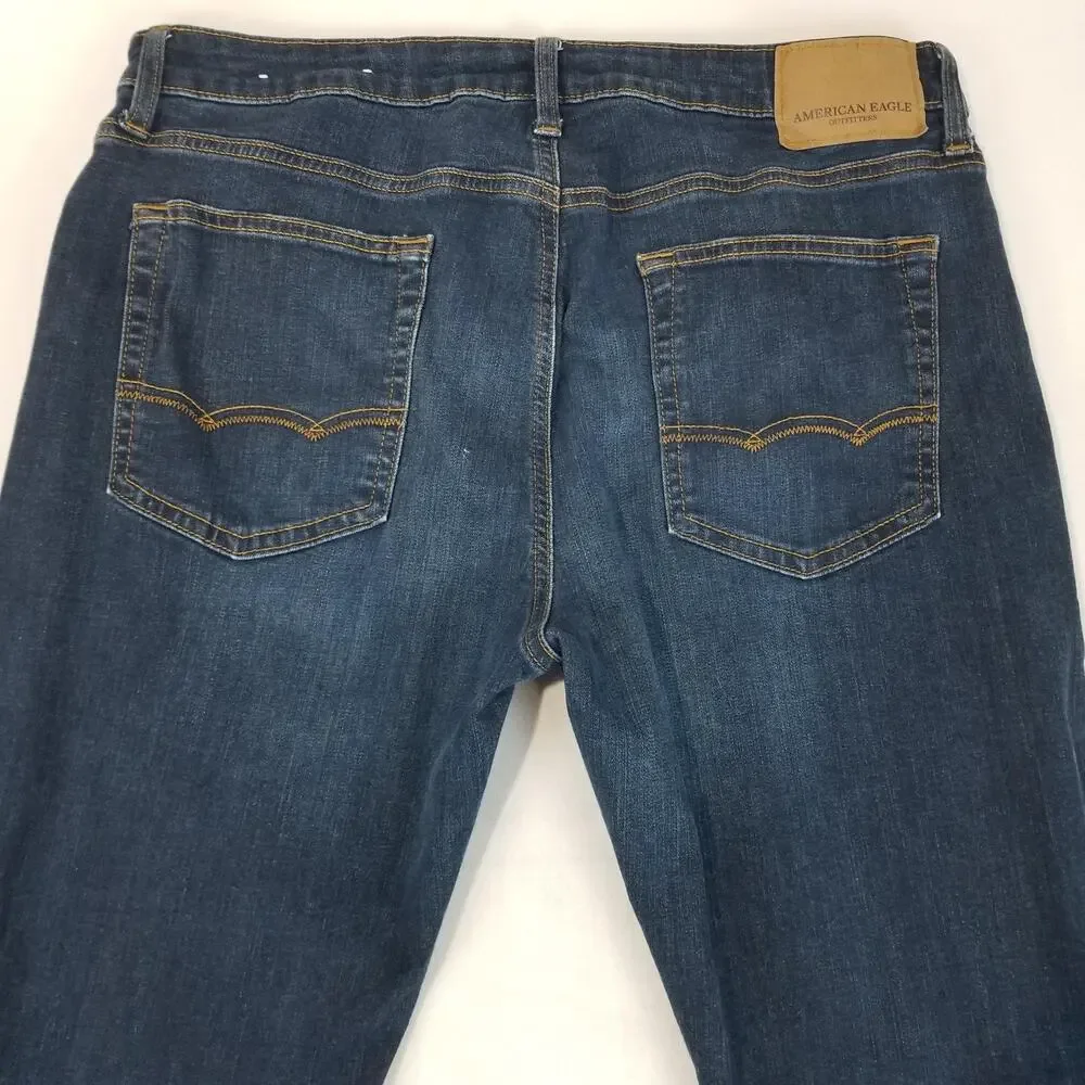 American Eagle Outfitters Original Boot Jeans Mens 36x34 Blue Extreme Flex Denim